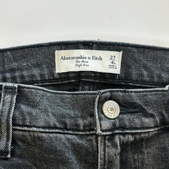 Abercrombie & Fitch The Mom High Rise black wash denim jeans size 27 / 4s - Picture 8 of 10